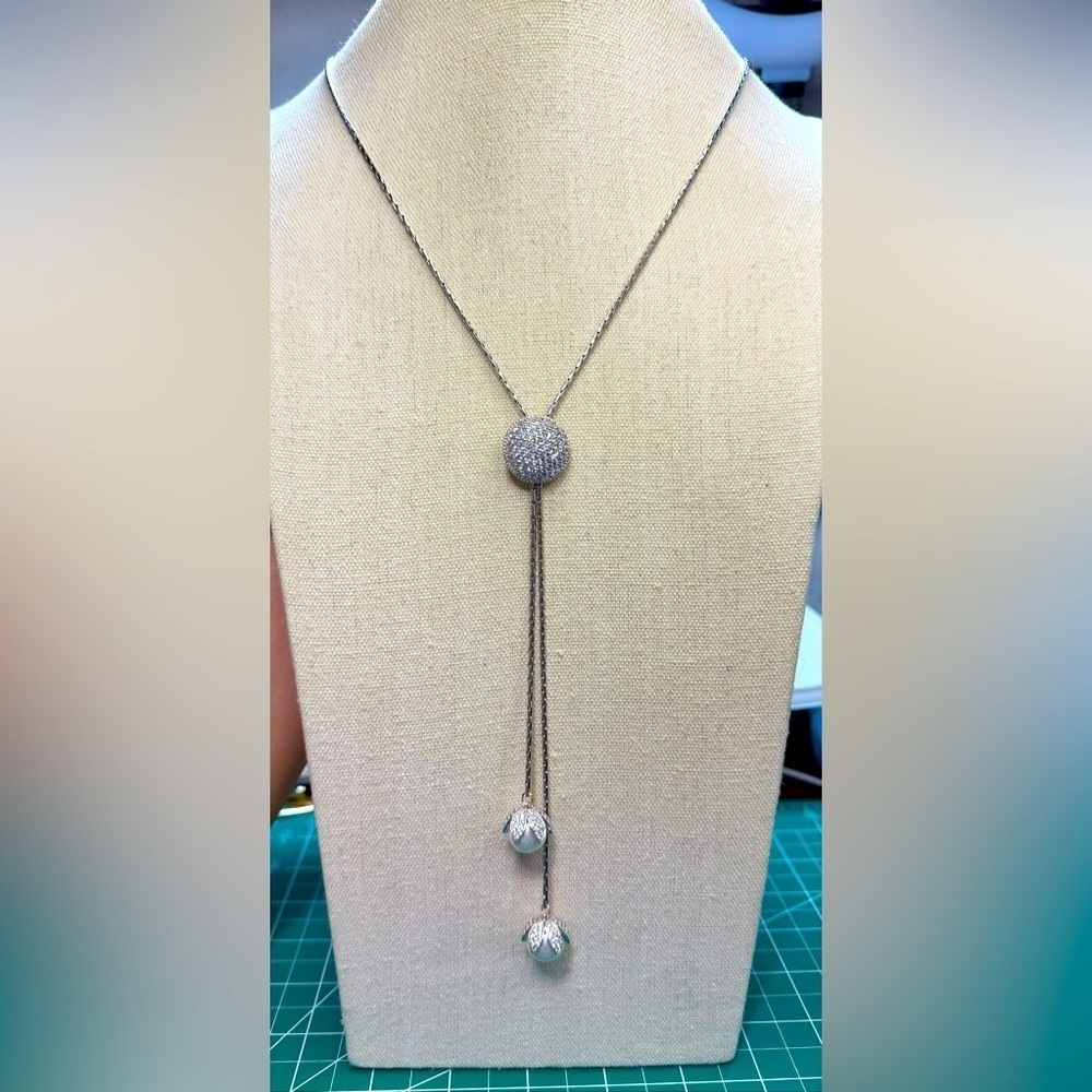 Elegant Silver Lariat Necklace‎ Glide Sizer up to 32”